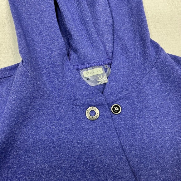 Athleta Women Purple Heather Hooded Snap Front Jacket 903670 XS Longline Coat - Picture 2 of 9